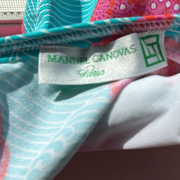 NWOT Manuel Canovas Swimsuit Women 10/12 Bathing Turquoise Pink Fish Print Beach - Picture 2 of 13